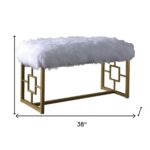 18′ X 38′ X 21′ White Faux Fur Gold Metal Upholstered (Seat) Bench
