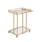 17′ X 29′ X 33′ Gold Metal Mirror Casters Serving Cart