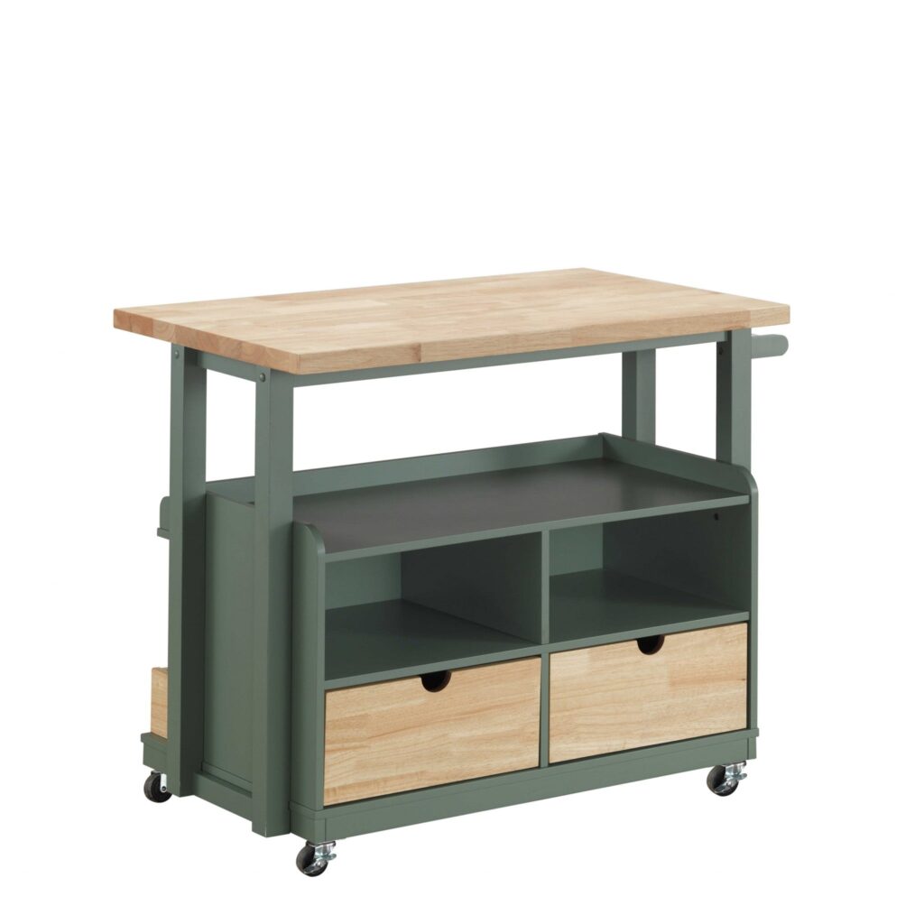 24′ X 43′ X 35′ Natural Green Wood Casters Kitchen Cart