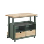 24′ X 43′ X 35′ Natural Green Wood Casters Kitchen Cart