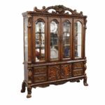 19′ X 74′ X 89′ Cherry Oak Wood Poly Resin Glass Hutch  Buffet