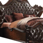 88′ X 101′ X 76′ 2-Tone Dark Brown PU Cherry Oak Wood Poly Resin Upholstery California King Bed