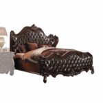 92′ X 97′ X 76′ 2-Tone Dark Brown PU Cherry Oak Wood Poly Resin Upholstery Eastern King Bed