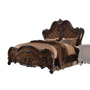 73' X 89' X 76' PU Vintage Oak Wood Upholstery Queen Bed