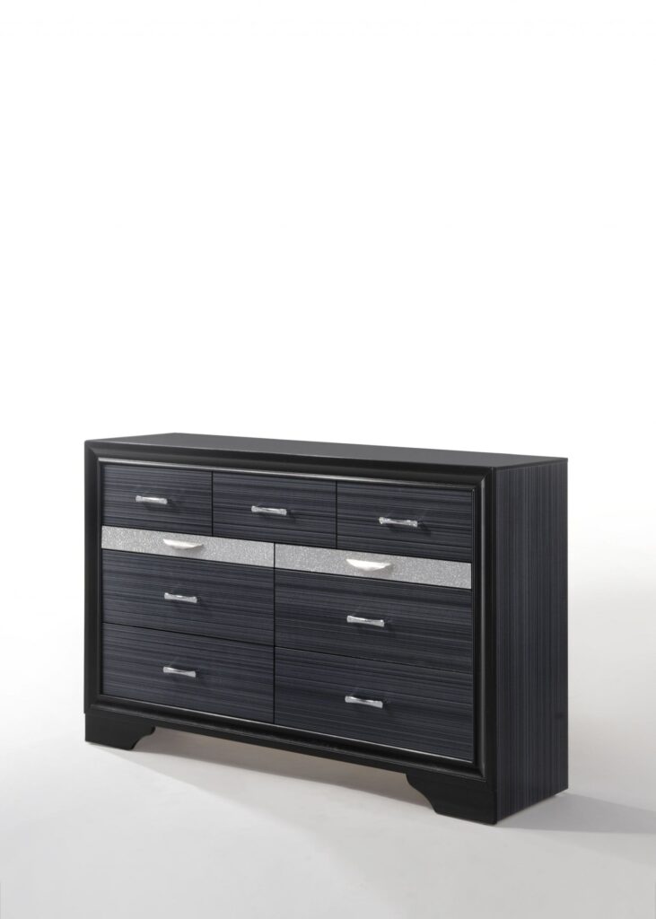 39′ Contemporary Black Wood Finish Dresser with 9 Drawers