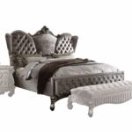 87′ X 100′ X 75′ Velvet Antique Platinum Upholstery Poly Resin California King Bed