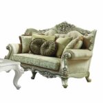41′ X 72′ X 49′ Fabric Champagne Upholstery Wood LegTrim Loveseat w5 Pillows