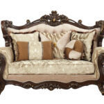 41′ X 70′ X 51′ Fabric Walnut Upholstery Wood LegTrim Loveseat w5 Pillows