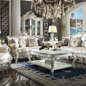 35' X 62' X 36' Beige Linen Upholstery Metal Leg Loveseat w2 Pillows