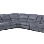 138′ X 127′ X 41′ Slate Blue Velvet Upholstery Metal Reclining Mechanism Sectional Sofa (Power Motion)