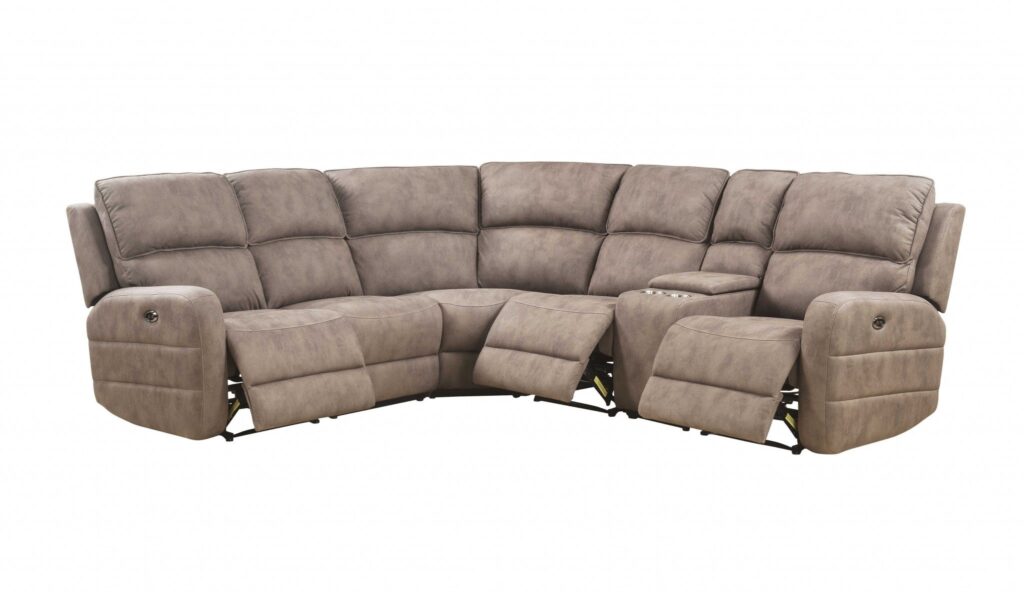 101′ X 86′ X 40′ Mocha Nubuck Upholstery Metal Reclining Mechanism Sectional Sofa (Power Motion  USB)