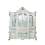 23′ X 79′ X 92′ Antique Pearl Wood PolyResin Glass Mirror Hutch  Buffet