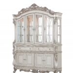 24′ X 75′ X 106′ Antique White Wood Glass Mirror Hutch  Buffet