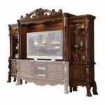 19′ X 121′ X 90′ Cherry Oak Wood Poly Resin Glass Entertainment Center