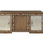 32′ X 66′ X 30′ Antique Gold Wood Glass Mirror Executive Desk