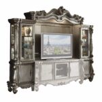 21′ X 118′ X 95′ Antique Platinum Wood Poly Resin Glass Entertainment Center