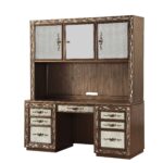 24′ X 66′ X 78′ Antique Gold Wood Glass Mirror Computer Desk  Hutch