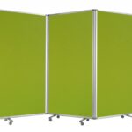 Green Rolling Three Panel Room Divider Screen