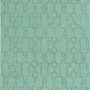 7'x10' Spa Green Hand Hooked UV Treated Trellis Indoor Outdoor Area Rug