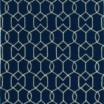 7’x10′ Navy Blue Hand Hooked UV Treated Trellis Indoor Outdoor Area Rug