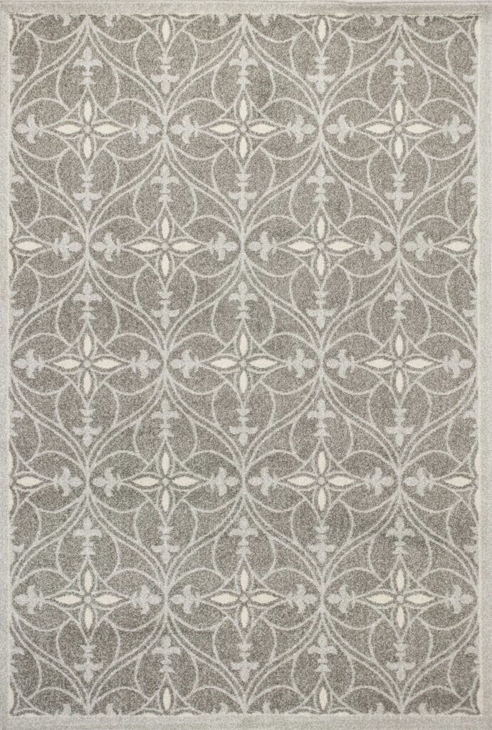 7’x10′ Grey Machine Woven UV Treated Ogee Indoor Outdoor Area Rug