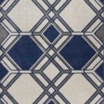7’x10′ Ivory Denim Machine Woven UV Treated Geometric Indoor Outdoor Area Rug