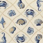 5’x8′ Sand Beige Hand Hooked UV Treated Coastal Sea Life Indoor Outdoor Area Rug