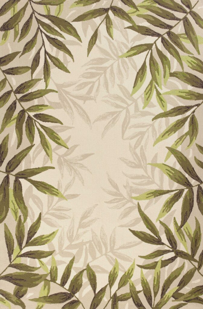 5′ x 7′ Sand Leaves UV Treated Indoor Outdoor Area Rug