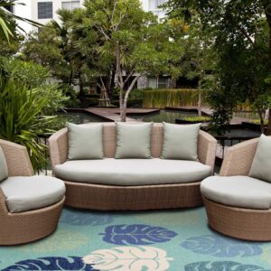 5'x7' Oatmeal Ivory Hand Hooked UV Treated Bordered Indoor Outdoor Area Rug