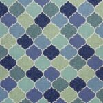 5’x8′ Blue Hand Hooked UV Treated Quatrefoil Indoor Outdoor Area Rug