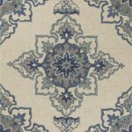 5′ x 7′ Ivory or Blue Vines Bordered UV Treated Indoor Outdoor Area Rug