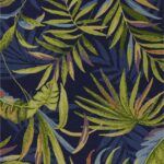 5′ x 7′ Ink Blue Tropical Leaves UV Treated Indoor Outdoor Area Rug