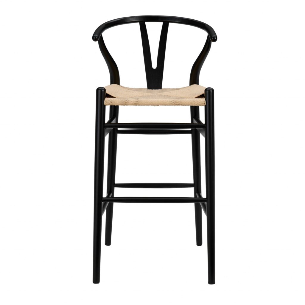 42″ Black Solid Wood and Natural Counter Stool