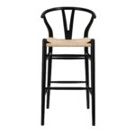 42″ Black Solid Wood and Natural Counter Stool