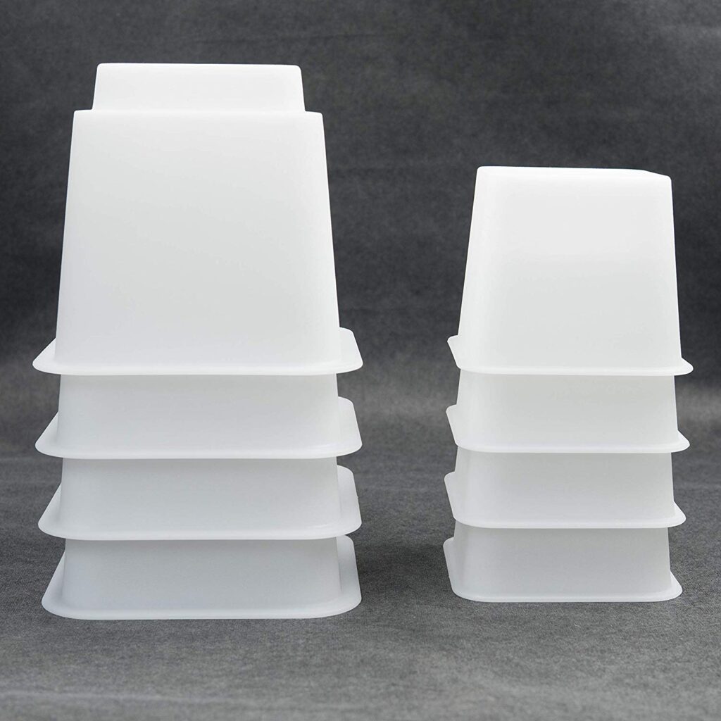 3″ 5″ or 8″ White Adjustable Bed Risers or Furniture Legs