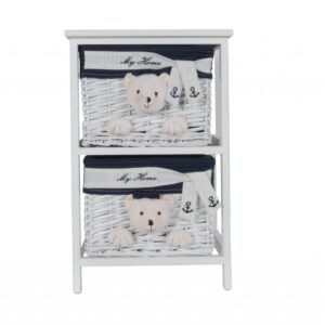 12.5" x 16" x 25" White Blue  Portable 2 Drawers