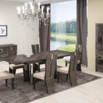 98.5″ X 43.5″ X 30″ Gray  Dining Table and 6″ Chair Set