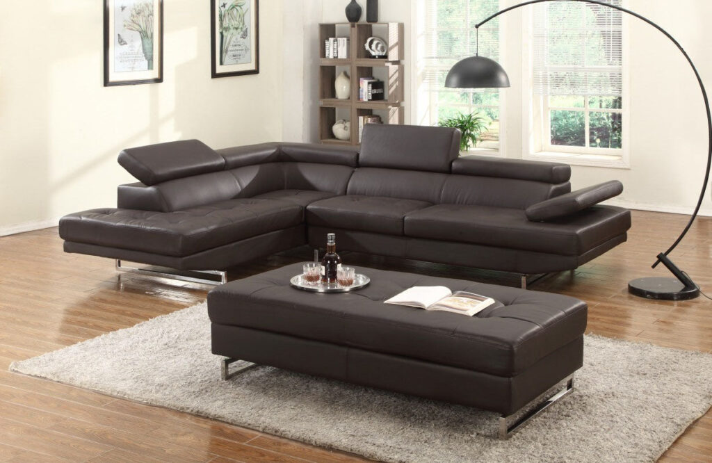 124″ X 94″ X 36″ Brown  Sectional LAF
