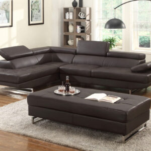101' X 124' X 37' Black Velvet Upholstery Wood Leg Sectional Sofa