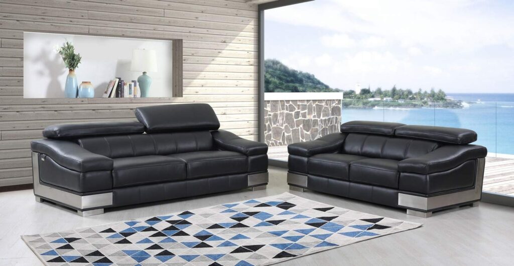 16″.5 X 86″ X 62″ Black  Sofa Love