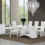 98.5″ X 43.5″ X 30″ White  Dining Table and 6″ Chair Set