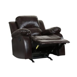 34' X 37' X 41' Brown Bonded Leather Match Swivel Rocker Recliner With Massage