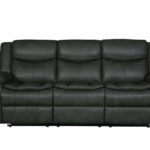 Modern Soft Gray Faux Leather Reclining Sofa
