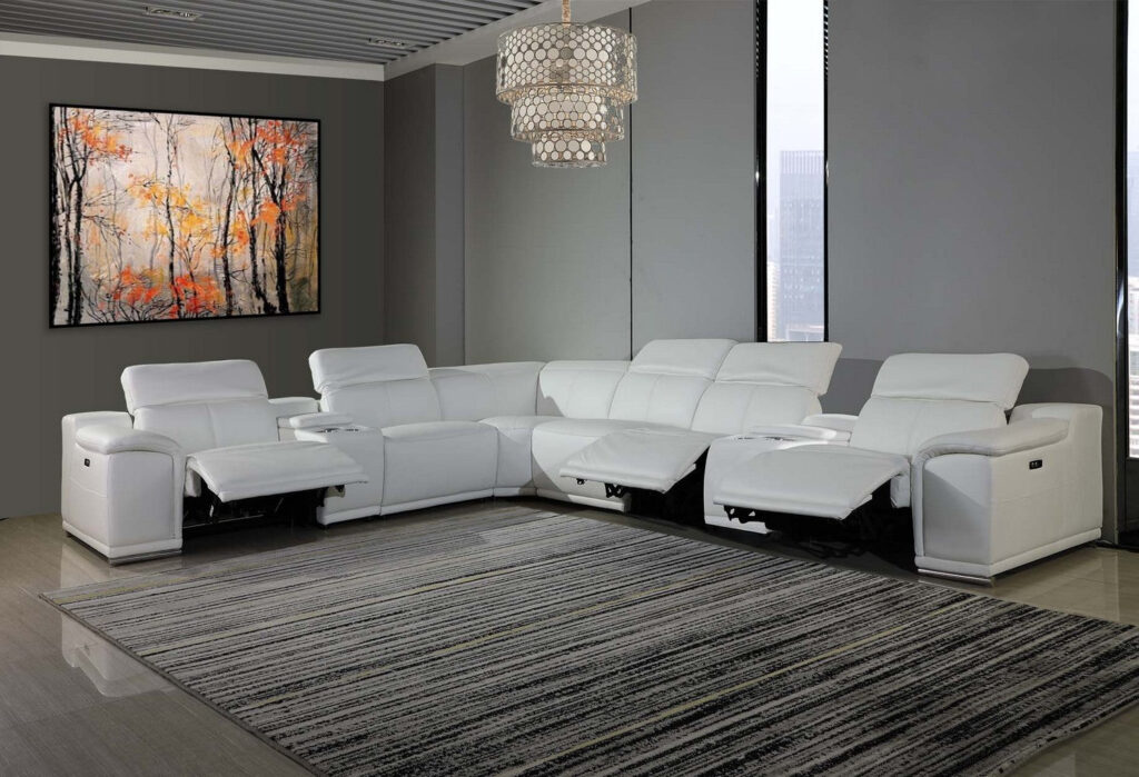 154″ X 200″ X 162.2″ White Power Reclining 8PC Sectional