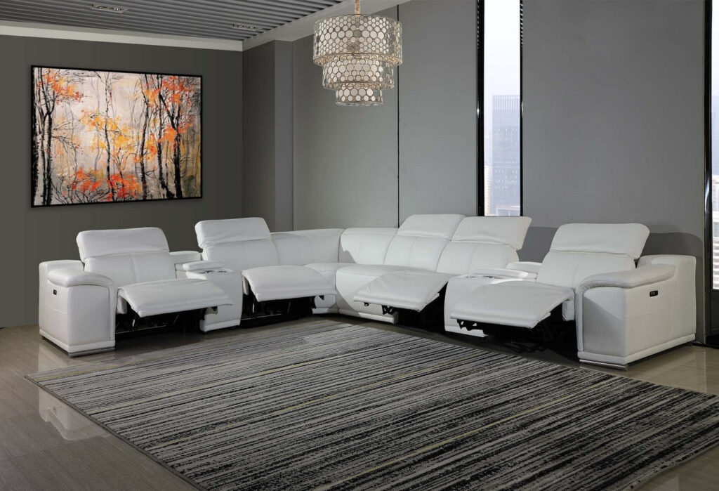 267″ X 320″ X 266.4″ White Power Reclining 8PC Sectional
