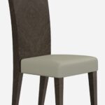 Solid Back Walnut Grain Finish and Gray Dining Chair