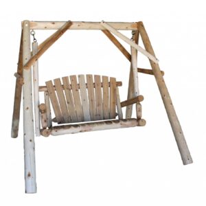 87" X 70" X 65"  Natural Wood Double Chair Swing