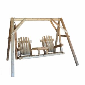 87" X 70" X 65"  Natural Wood Double Chair Swing