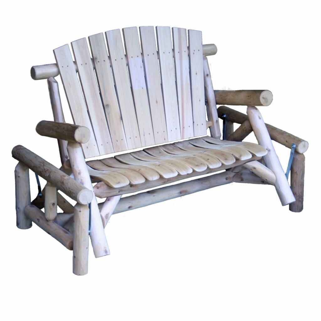 59′ X 32′ X 40′  Natural Wood Loveseat Glider