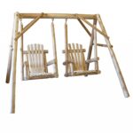 87″ X 70″ X 65″  Natural Wood Double Chair Swing